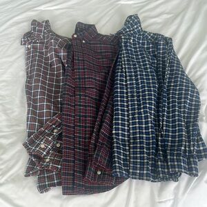 Boy’s Plaid Button-Down Shirt Set - Red, Blue, Brown